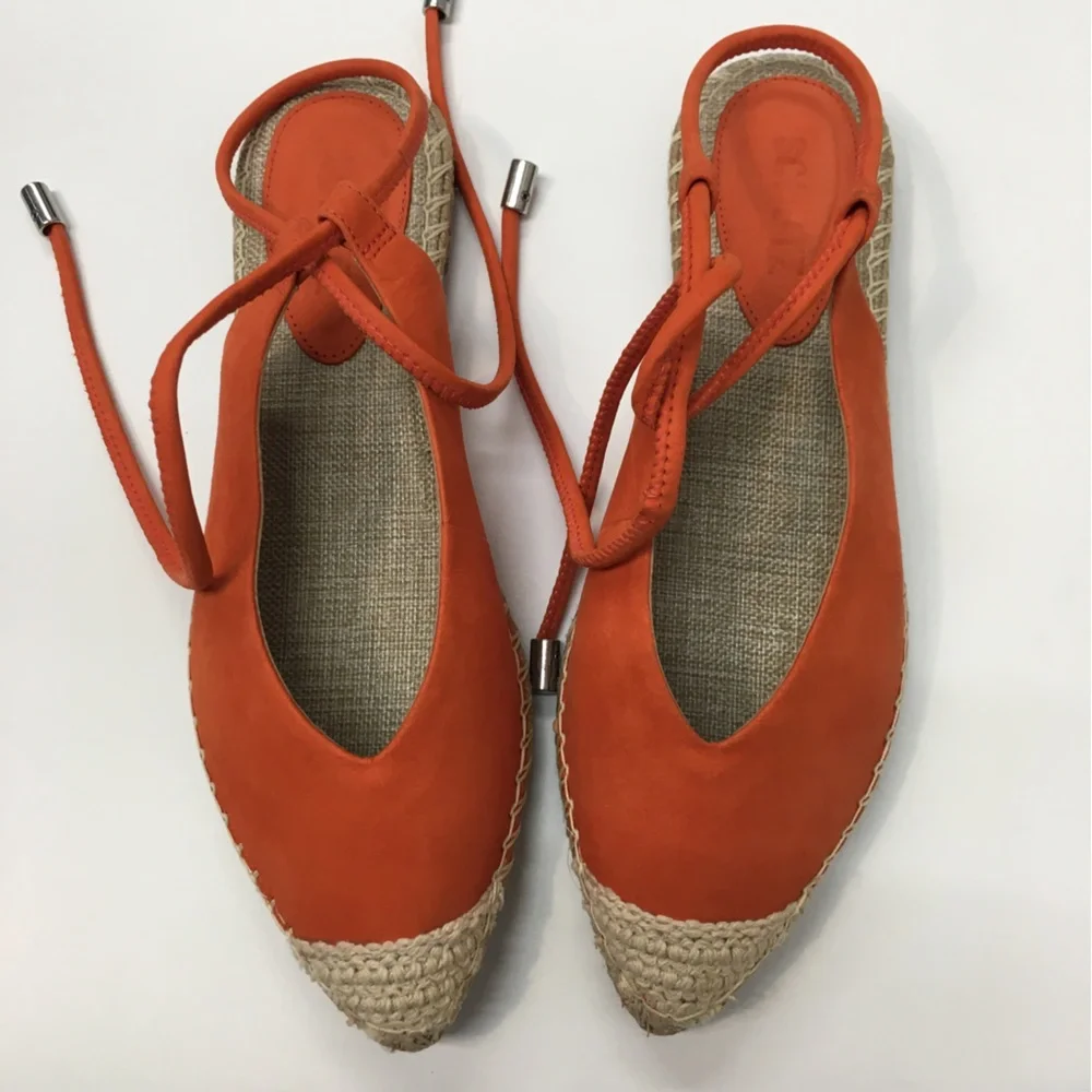 SCHUTZ Pointy Toe Sling Back Sandals 7.5 Orange Spring Casual Resort Vacation